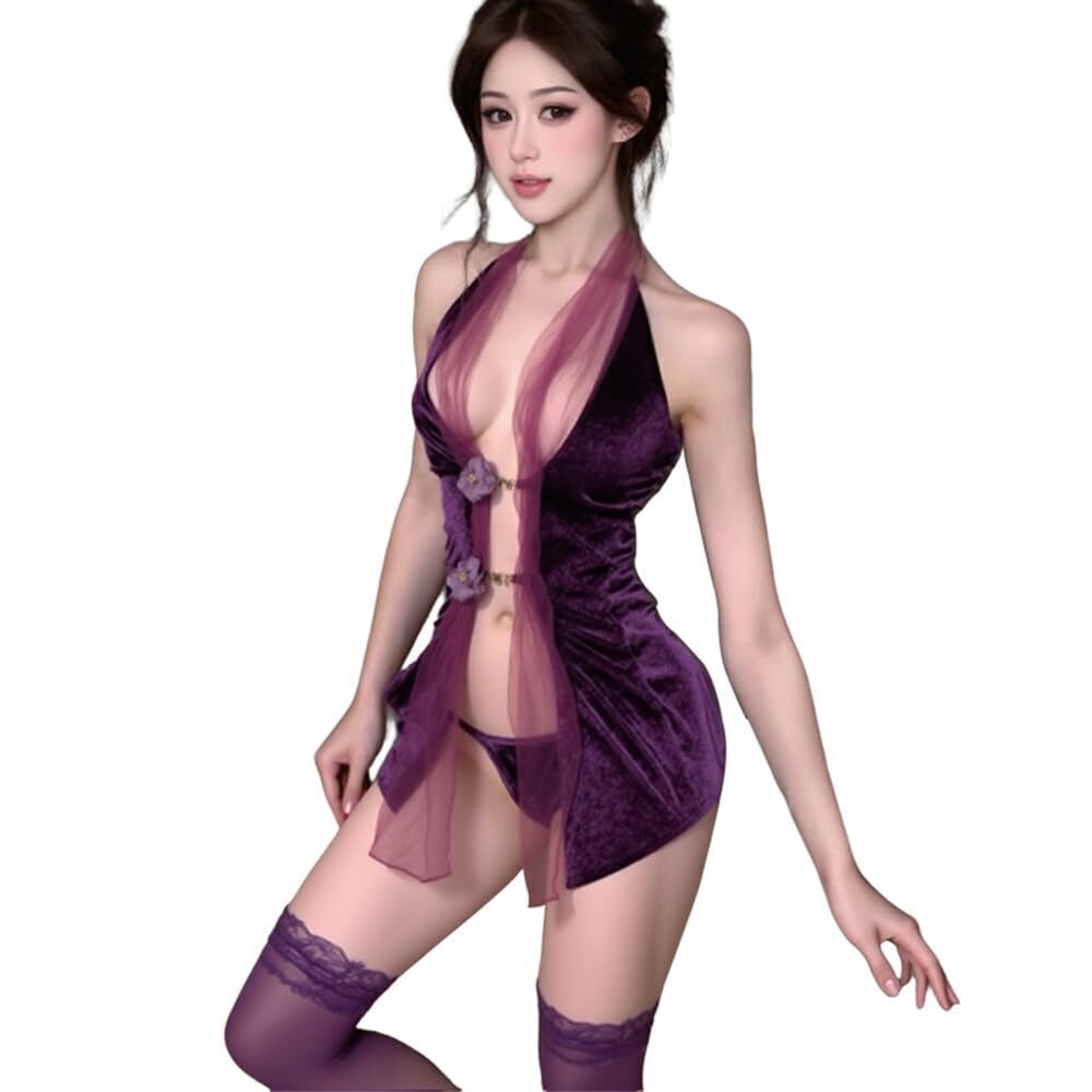 6893 cosplay role-playing underwear hanging neck hollow qipao dress